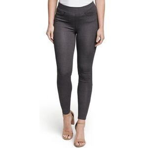 Seven7 Black and Gray Windowpane Pull On Leggings Ponte Pant
